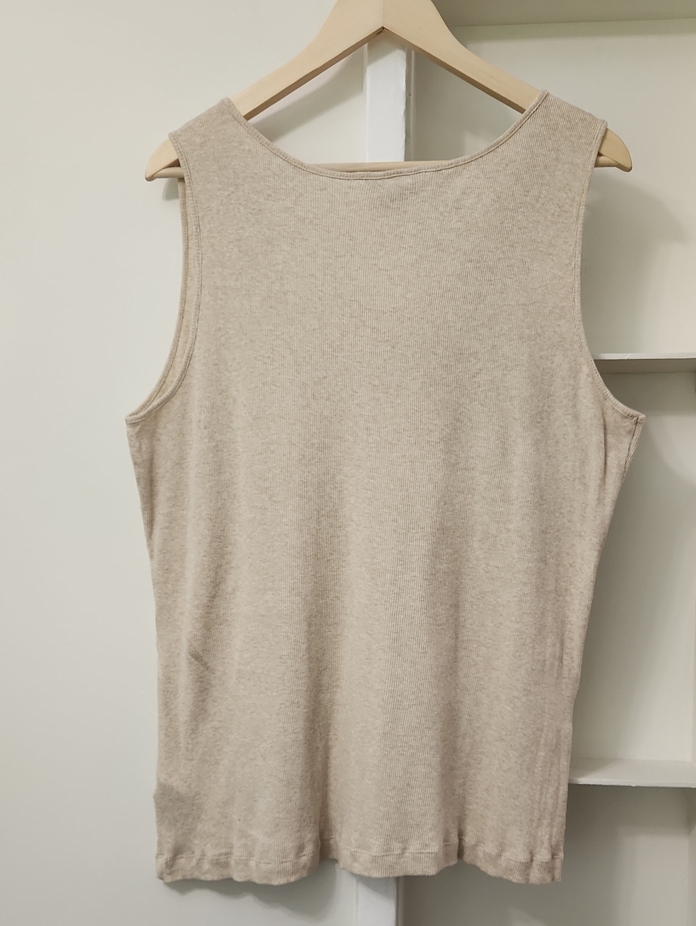 Tommy Hilfiger Beige Rib Knit Rosette Embellished Tank Top Cotton Size XXL - Picture 3 of 15